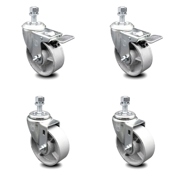 Service Caster 4 Inch Semi Steel Swivel 1/2 Inch Stem Caster Total Lock Brake SCC, 2PK SCC-TSTTL20S414-SSS-121315-2-S-2 - main